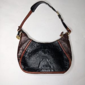 BRAHMIN Vintage Tri-Color Collection Leather Hobo Handbag Brown & Black